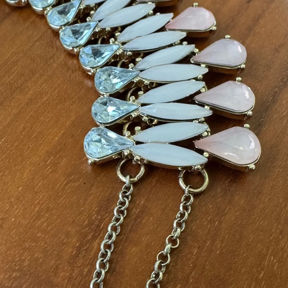 Pink and Gold Bib Statement Necklace - Picture 6 of 11